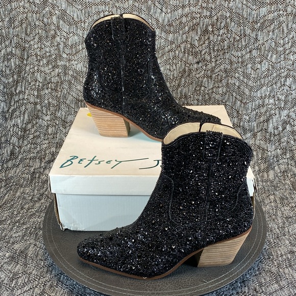 Betsey Johnson Emory Rhinestone Boots size 7 Black - Picture 3 of 10